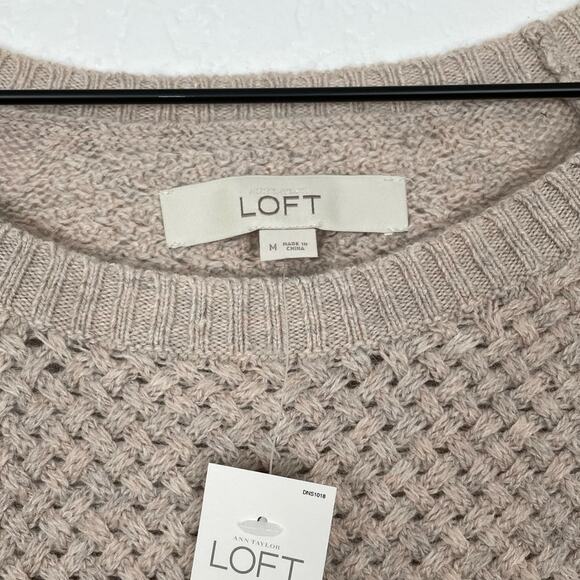 LOFT Beige Wool Blend Knit Pullover Sweater NWT Size Medium - Picture 3 of 4